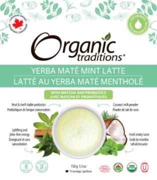 Picture of Organic traditions - Organic Yerba Mate Mint Latte with Matcha and Probiotics 150g