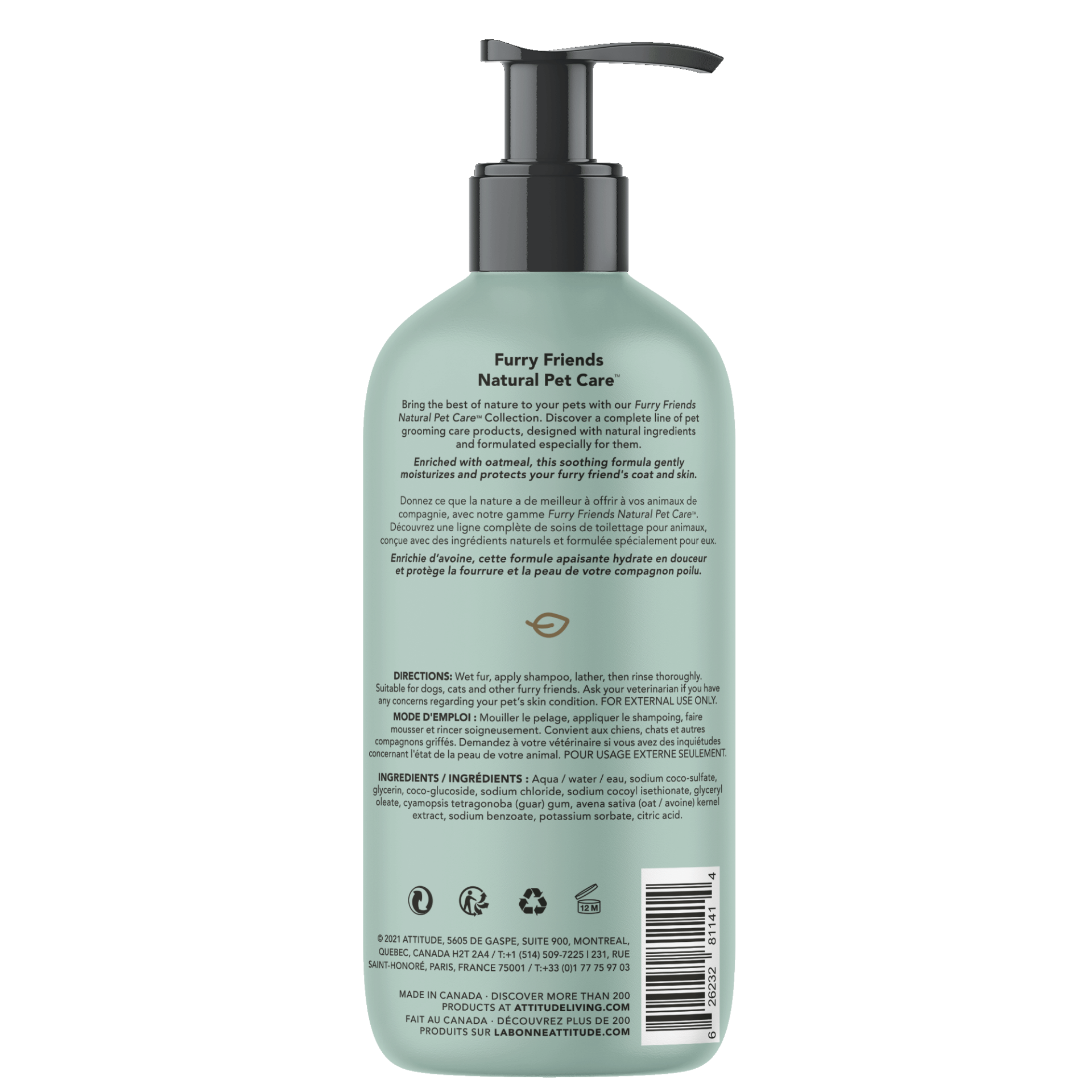 Meesoo. ATTITUDE Soothing Oatmeal Shampoo for Pets Unscented 473ml