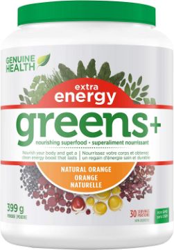 Picture of Genuine Health -  Greens+ extra energy - Natural Orange 399g