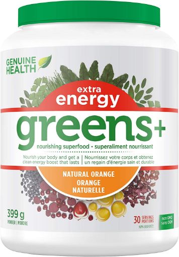 Picture of Genuine Health -  Greens+ extra energy - Natural Orange 399g