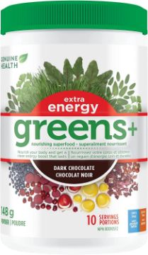 Picture of Genuine Health -  greens+ extra energy - dark chocolate 148g